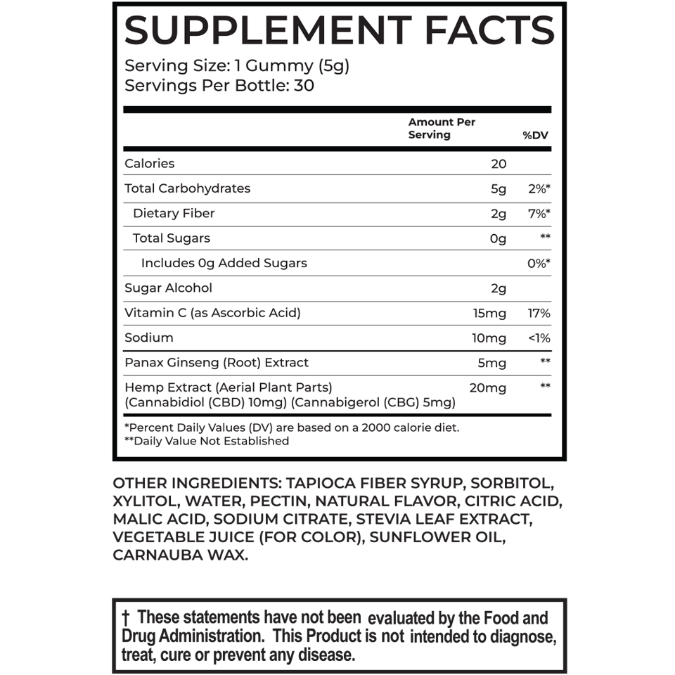 Focus Supplement Facts